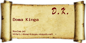 Doma Kinga névjegykártya